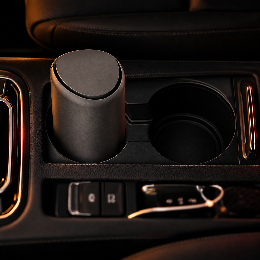 Mini poubelle de voiture Reinhardt noire dans la console centrale