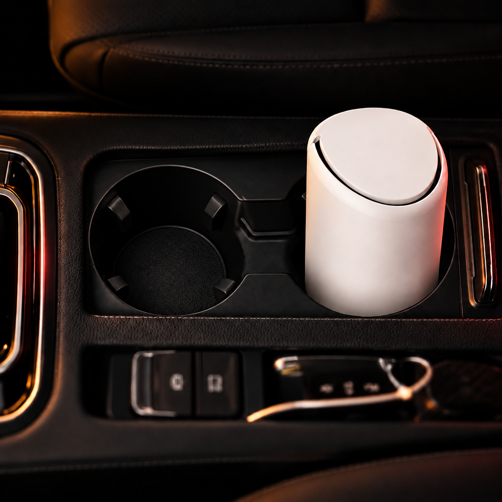 Mini poubelle de voiture Reinhardt blanche dans la console centrale