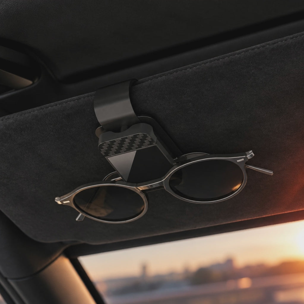 Porte-lunettes pare-soleil effet carbone en vidéo